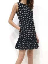 Fans Print Ruffles Dress - Black (Non-returnable) - Ferlicious
